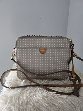 Fossil Gray Polka Dot Crossbody Bag